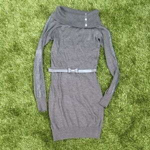 Vintage Candies Gray Sweater Dress with removable Belt size small